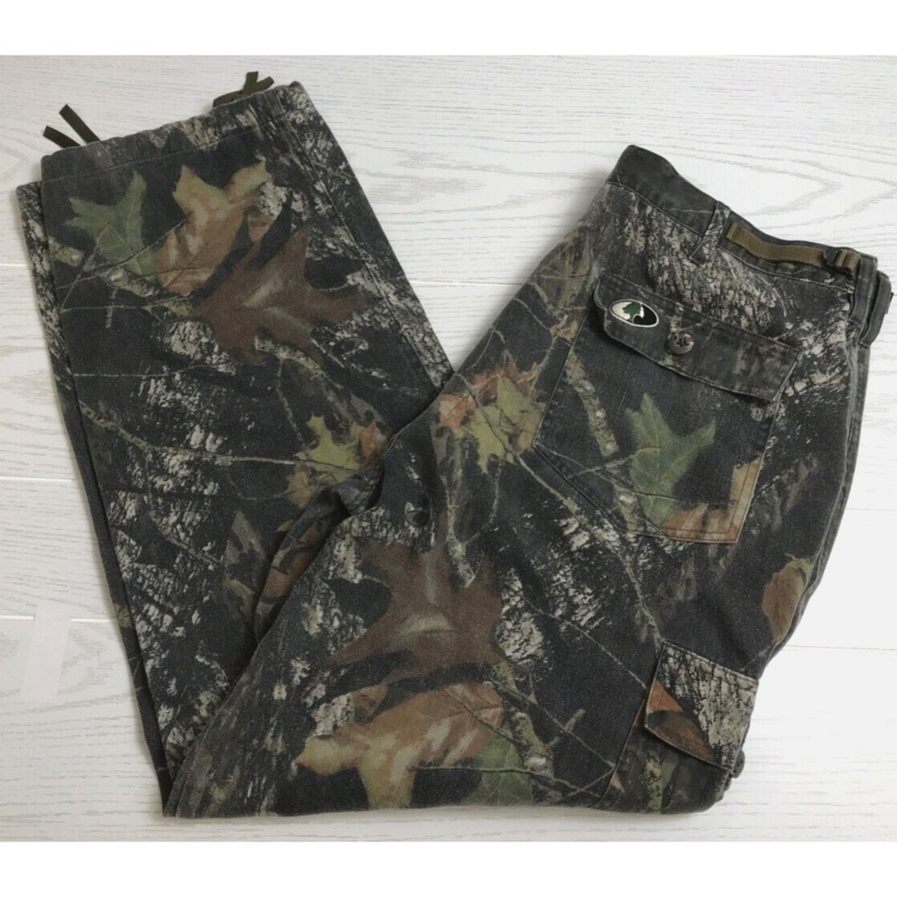 Vintage Mossy Oak Cargo Hunting Camo Pants Mens L 38x32 Tree Leaf Pattern Y2K